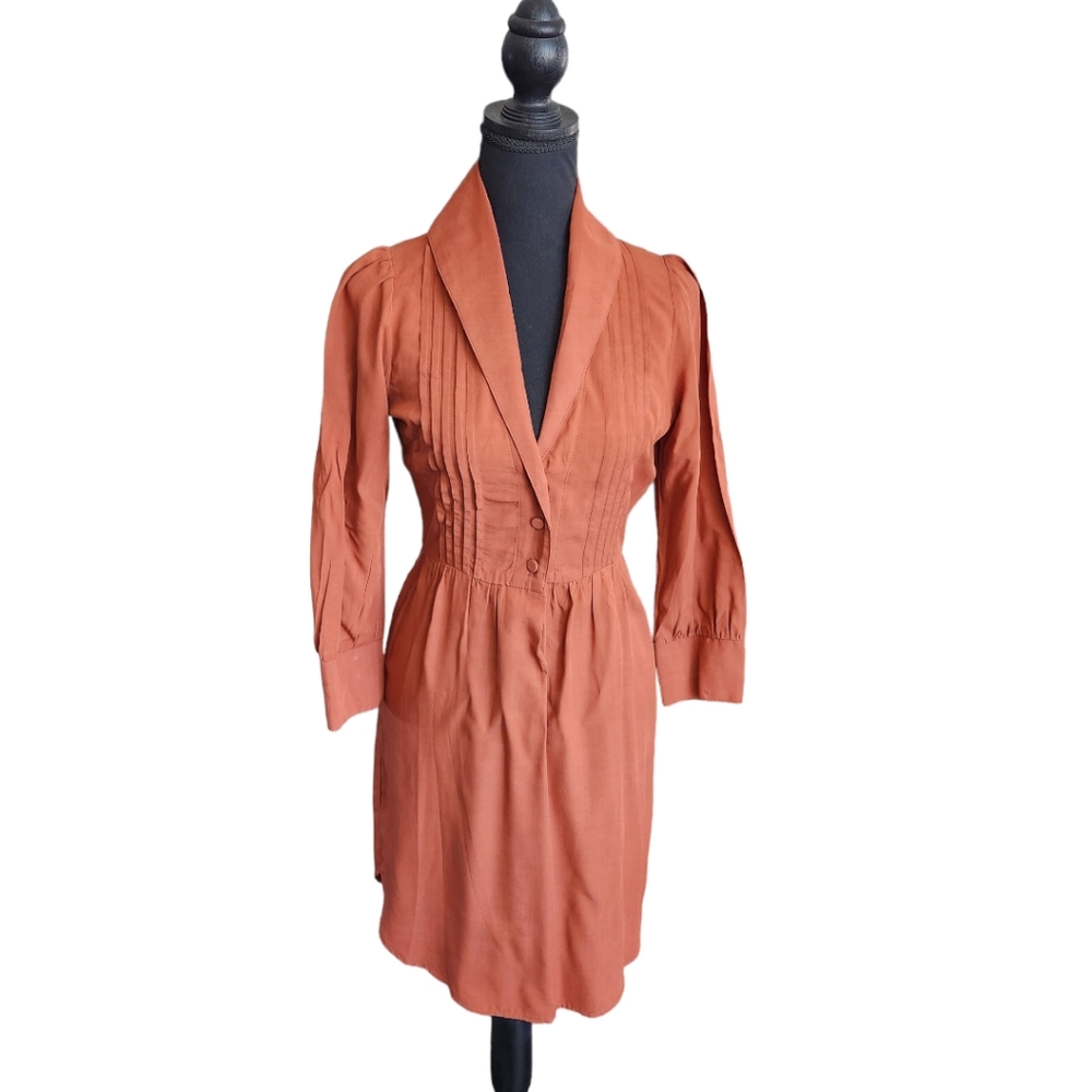 Ecō-Ganik by Anthropology Pleated Front Button-Up Shirt Dress